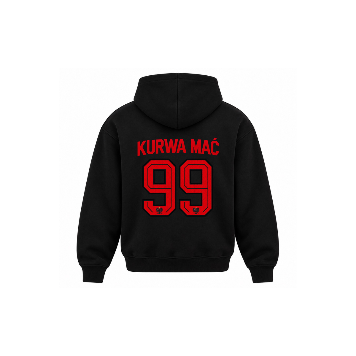 POLONIA WORLDWIDE – KURWA MAĆ 99 Hoodie | Black & Red