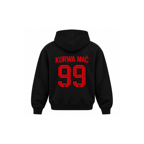 POLONIA WORLDWIDE – KURWA MAĆ 99 Hoodie | Black & Red